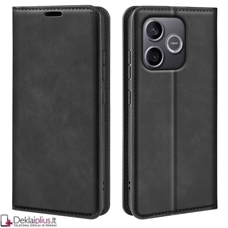 Dirbtinės odos atverčiamas dėklas su skyreliais - juodas (Huawei Honor 600 Lite) Dirbtinės odos atverčiamas dėklas su skyreliais - juodas (Huawei Honor 600 Lite)